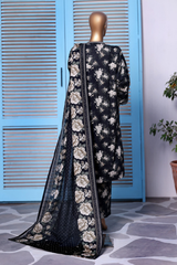 Bin Saeed Stitched 3 Piece Exclusive Printed Khaddar Vol-14 Collection'2025-WK-2637-BLACK