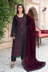 Premium Peach Collection Embroidered Shirt With Embroidered Micro Velvet Shawl D-08