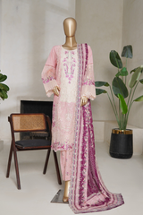 Binsaeed luxury plain cotton with embroidered dupatta d02