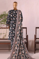 Bin Saeed Stitched 3 Piece Printed Khaddar Vol-03 Collection'2025-WK-2379-Black