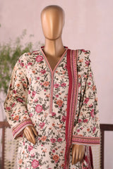 Bin Saeed Stitched 3 Piece Printed Khaddar Vol-03 Collection'2025-WK-2380-Cream
