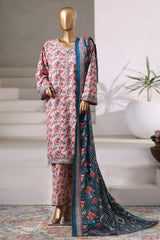 Bin Saeed Stitched 3 Piece Exclusive Printed Khaddar Vol-04 Collection'2025-WK-2390-Pink