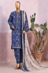 Bin Saeed Stitched 3 Piece Exclusive Printed Khaddar Vol-04 Collection'2025-WK-2391-Blue