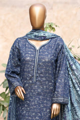 Bin Saeed Stitched 3 Piece Exclusive Printed Khaddar Vol-04 Collection'2025-WK-2396-Blue