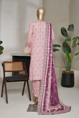 Binsaeed luxury plain cotton with embroidered dupatta d02