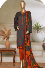 Bin Saeed Stitched 3 Piece Exc Printed Lawn Vol-05 Collection'2025-NSM-2346-green