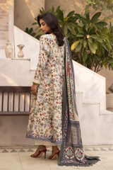 BAHAR BY MAHEES,Printed Silk Marina with Printed Pure China Pashmina Shawl,D-07