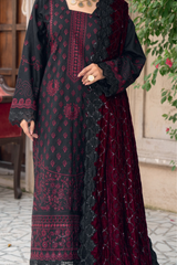 Premium Peach Collection Embroidered Shirt With Embroidered Micro Velvet Shawl D-08