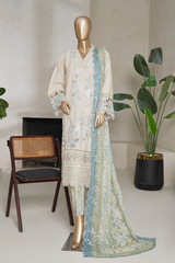 Binsaeed luxury plain cotton with embroidered dupatta d01