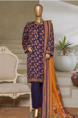 Bin Saeed Stitched 3 Piece Exc Printed Lawn Vol-06 Collection'2025-NSM-2487-blue
