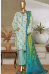 Bin Saeed Stitched 3 Piece Exc Printed Lawn Vol-05 Collection'2025-NSM-2347-white