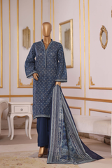 Bin Saeed Stitched 3 Piece Exclusive Printed Khaddar Vol-09 Collection'2025-WK-2567-blue