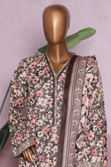 Bin Saeed Stitched 3 Piece Exclusive Printed Khaddar Vol-07 Collection'2025-WK-2448-brown
