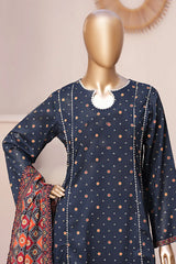 Bin Saeed Stitched 3 Piece Exclusive Printed Frock-LSM-2951-BLUE