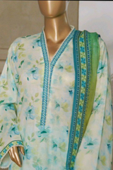Bin Saeed Stitched 3 Piece Exc Printed Lawn Vol-05 Collection'2025-NSM-2347-white