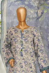 Bin Saeed Stitched 3 Piece Exclusive Printed Lawn Vol-01 Collection'2026-LSM-2714 GREY