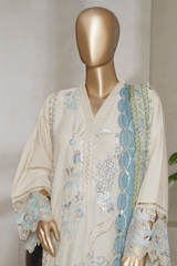 Binsaeed luxury plain cotton with embroidered dupatta d01