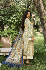 BAHAR BY MAHEES,Printed Silk Marina with Printed Pure China Pashmina Shawl,D-09