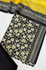 Bin Saeed Printed Khaddar Unstitched 3 Piece Suit - BS25KHD -Black- Winter Collection