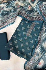 Bin Saeed Digital Printed Cotton Cambric Unstitched 3 Piece Suit - Design-01 - BS25DCC - Blue - Summer Collection