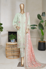 Binsaeed luxury plain cotton with embroidered dupatta d07