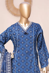 Bin Saeed Stitched 3 Piece Exclusive Printed Frock-LSM-3026-BLUE