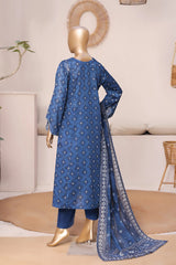 Bin Saeed Stitched 3 Piece Exclusive Printed Frock-LSM-3026-BLUE