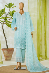Bin Saeed Stitched 3 Piece Luxury White & White Emb Collection'2026-NSM-2564