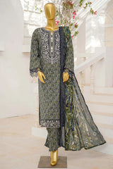 Bin Saeed Stitched 3 Piece Exclusive Emb Lawn With Flapper Suit-LSM-3188-GRAY