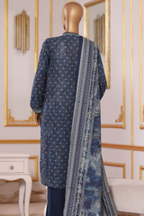 Bin Saeed Stitched 3 Piece Exclusive Printed Khaddar Vol-09 Collection'2025-WK-2567-blue