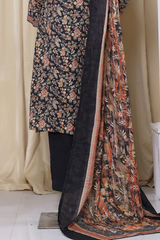 Bin Saeed Stitched 3 Piece Printed Frocks Khaddar Collection'2025-fr-1296-Black