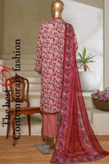 Bin Saeed Stitched 3 Piece Exc Printed Lawn Vol-05 Collection'2025-NSM-2348-pink