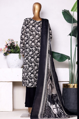 Bin Saeed Stitched 3 Piece Exclusive Printed Khaddar Vol-13 Collection'2025-WK-2630-BLACK
