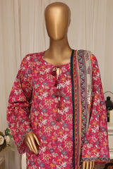 Bin Saeed Stitched 3 Piece Printed Lawn With Farshi Shalwar Vol-04 Suit-LSM-3371-ATISHI