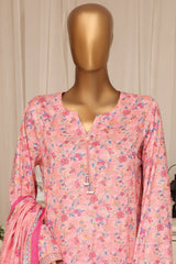 Bin Saeed Stitched 3 Piece Printed Lawn With Farshi Shalwar Vol-04 Suit-LSM-3373-PINK