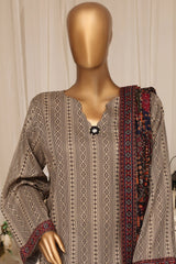 Bin Saeed Stitched 3 Piece Printed Lawn With Farshi Shalwar Vol-04 Suit-LSM-3378-SKIN
