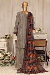 Bin Saeed Stitched 3 Piece Printed Lawn With Farshi Shalwar Vol-04 Suit-LSM-3378-SKIN