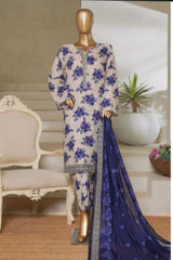 Bin Saeed Stitched 3 Piece Exc Printed Lawn Vol-06 Collection'2025-NSM-2489-white