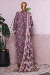 Bin Saeed Stitched 3 Piece Exclusive Printed Khaddar Vol-07 Collection'2025-WK-2450-puple