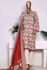 Bin Saeed Stitched 3 Piece Exclusive Printed Khaddar Vol-13 Collection'2025-WK-2631-RED