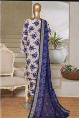 Bin Saeed Stitched 3 Piece Exc Printed Lawn Vol-06 Collection'2025-NSM-2489-white