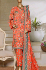 Bin Saeed Stitched 3 Piece Exc Printed Lawn Vol-05 Collection'2025-NSM-2349-white