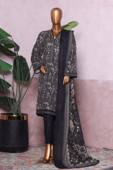 Bin Saeed Stitched 3 Piece Exclusive Printed Khaddar Vol-07 Collection'2025-WK-2451-Black