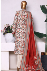 Bin Saeed Stitched 3 Piece Exclusive Printed Khaddar Vol-13 Collection'2025-WK-2631-RED