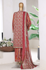 Bin Saeed Stitched 3 Piece Exclusive Printed Khaddar Vol-15 Collection'2025-WK-2653-RED