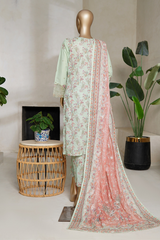 Binsaeed luxury plain cotton with embroidered dupatta d07
