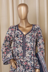 Bin Saeed Stitched 3 Piece Printed Frocks Khaddar Collection'2025-fr-1299-brown