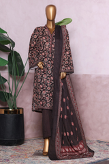 Bin Saeed Stitched 3 Piece Exclusive Printed Khaddar Vol-07 Collection'2025-WK-2453-Brown
