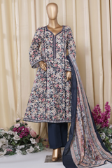 Bin Saeed Stitched 3 Piece Printed Frocks Khaddar Collection'2025-fr-1299-brown