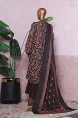 Bin Saeed Stitched 3 Piece Exclusive Printed Khaddar Vol-07 Collection'2025-WK-2453-Brown